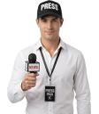 Set de Periodista 3 Piezas – Gorra PRESS, Micrófono NEWS y Pase de Prensa