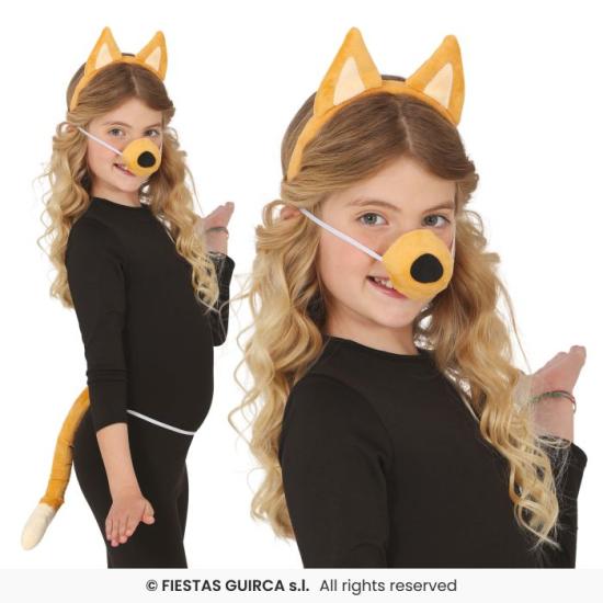 Set de Perrito Marrón 3 Piezas – Accesorio de Disfraz con Cola, Diadema y Nariz