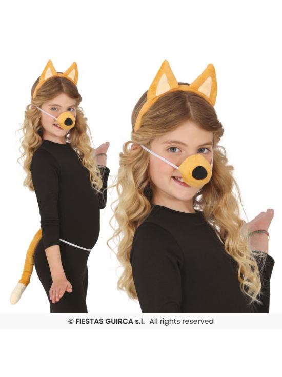 Set de Perrito Marrón 3 Piezas – Accesorio de Disfraz con Cola, Diadema y Nariz