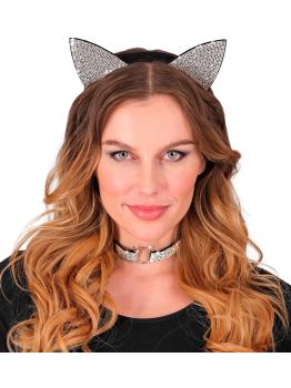 Set Gatita de Lujo (Orejas y Collar) en Terciopelo y Diamantes de Imitación