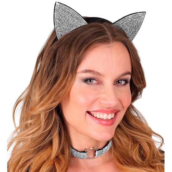 Set Gatita de Lujo (Orejas y Collar) en Terciopelo y Diamantes de Imitación