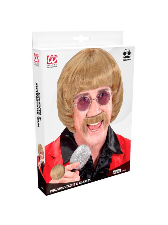 Set Peluca Años 60 “Music Man” – Rubia con Bigote y Gafas