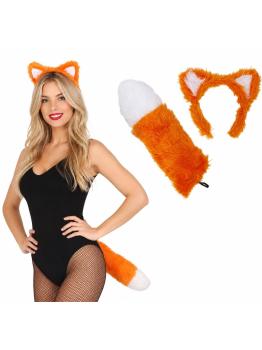 Set Zorro Naranja con Cola y Orejas | Complemento Disfraz
