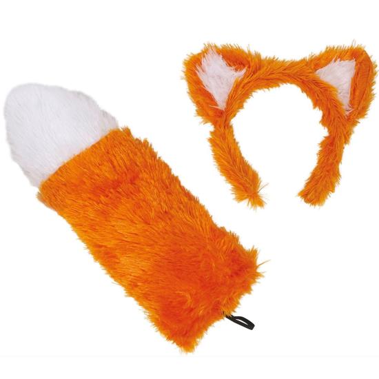 Set Zorro Naranja con Cola y Orejas | Complemento Disfraz