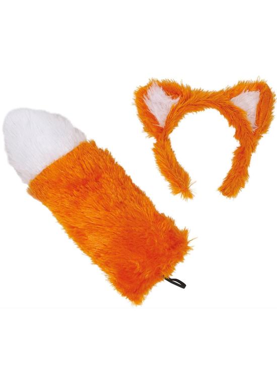 Set Zorro Naranja con Cola y Orejas | Complemento Disfraz