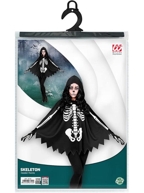 SKELETON – Poncho con Capucha y Estampado de Huesos