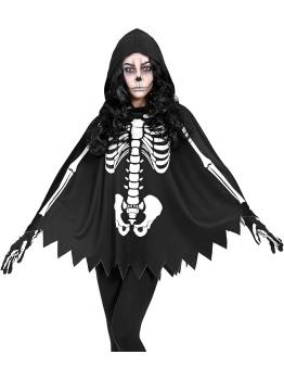 SKELETON – Poncho con Capucha y Estampado de Huesos