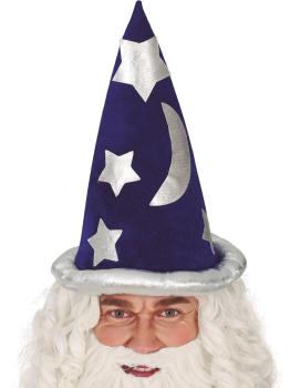 Sombrero azul mago, terciopelo
