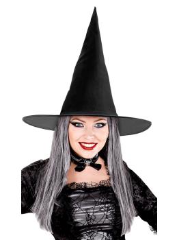 Sombrero Bruja con Pelo Gris