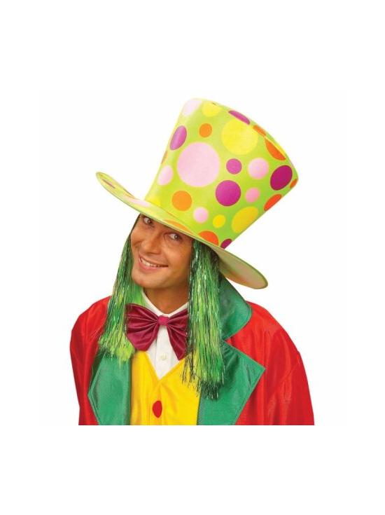 SOMBRERO COPA GIGANTE FLUORESCENTE CON LUNARES Y PELO