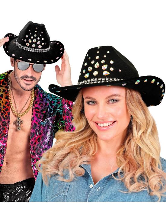 Sombrero Cowboy con Brillantes para Fiesta o Disfraz – Adulto Unisex
