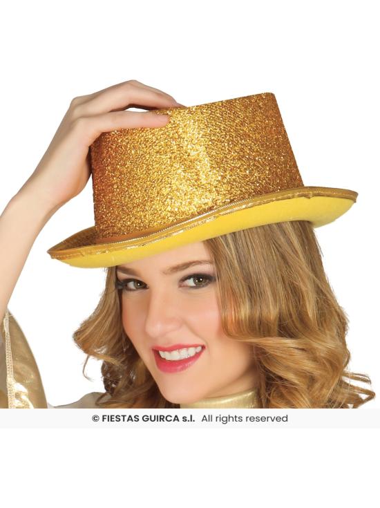 Sombrero de Copa Brillante – Dorado o Plateado (Adulto)