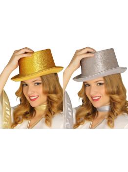 Sombrero de Copa Brillante – Dorado o Plateado (Adulto)