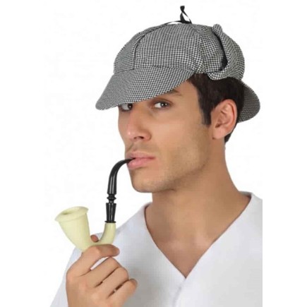 Sombrero de Detective Sherlock Holmes y Pipa