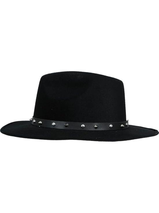 Sombrero de Fieltro Negro con Remaches
