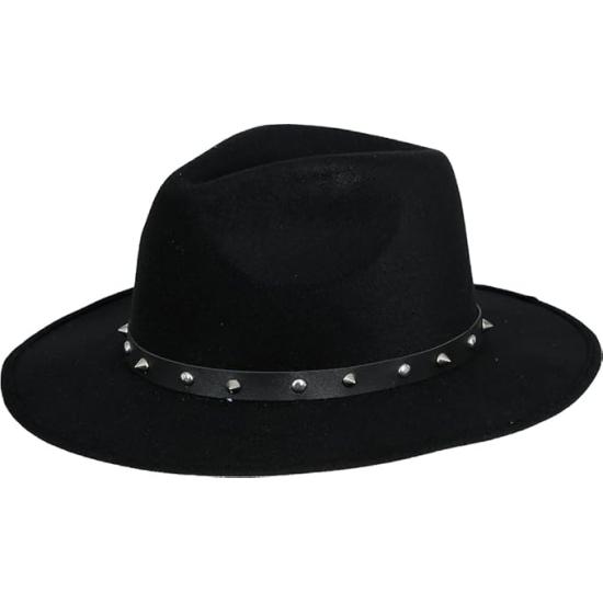 Sombrero de Fieltro Negro con Remaches