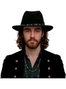 Sombrero de Fieltro Negro con Remaches