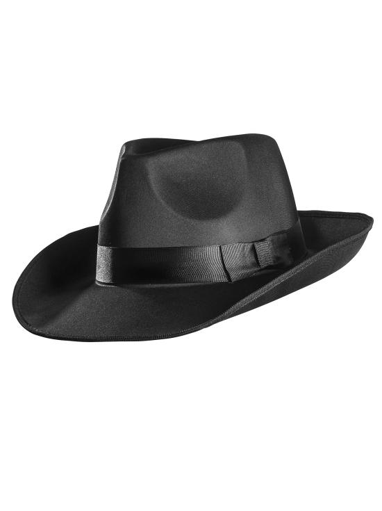 Sombrero de Gánster de Raso de color Negro para Adulto