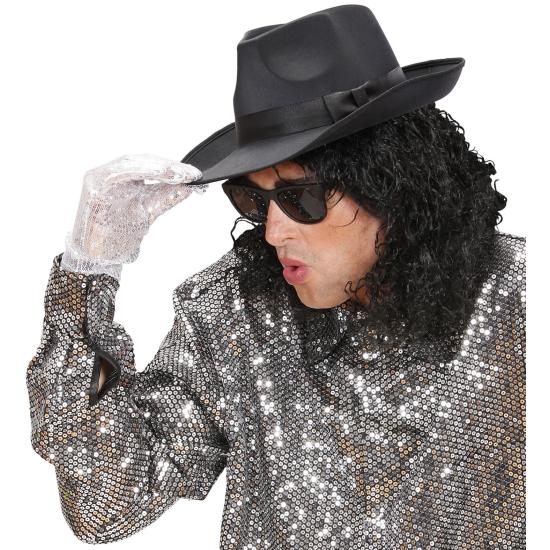 Sombrero de Gánster de Raso de color Negro para Adulto