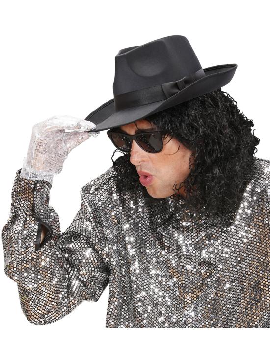 Sombrero de Gánster de Raso de color Negro para Adulto