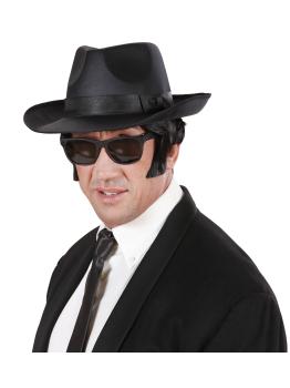 Sombrero de Gánster de Raso de color Negro para Adulto