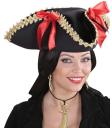 Sombrero de Pirata con Bordes Dorados y Lazos