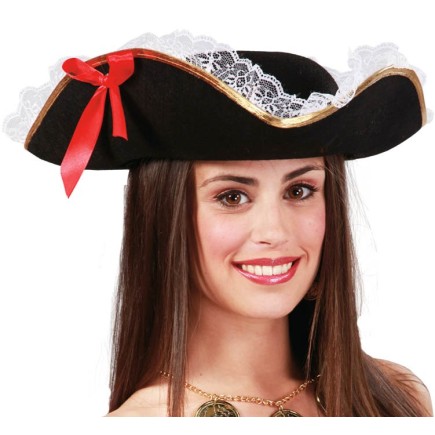 Sombrero de pirata con lazo mujer .