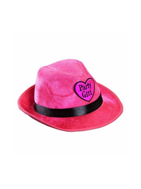 Sombrero Rosa Terciopelo Fiesta Chicas.