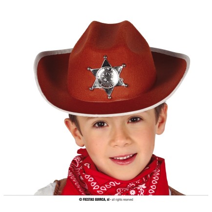 Sombrero fieltro sherif infantil marrón