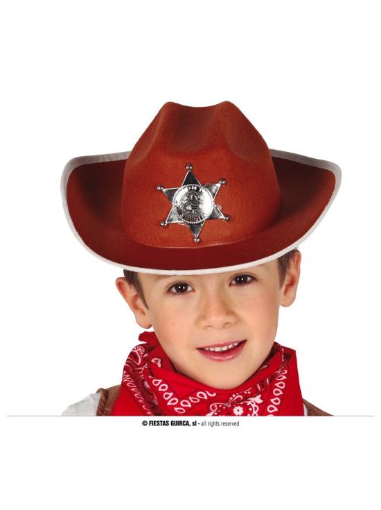 Sombrero fieltro sherif infantil marrón