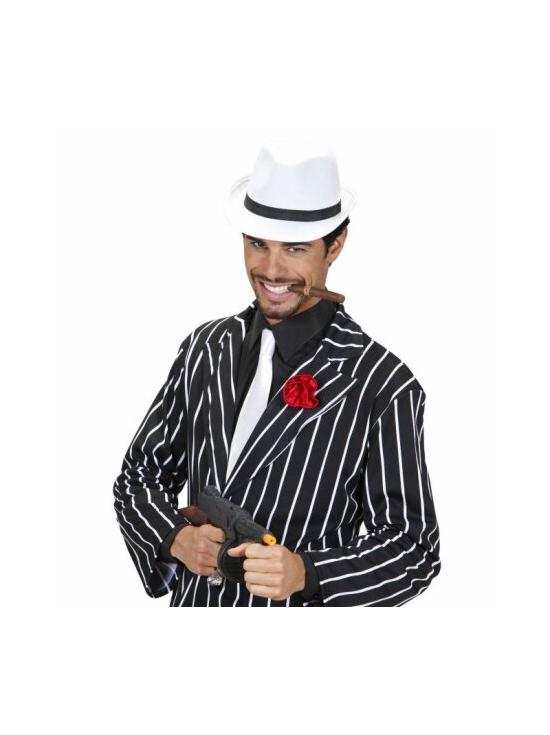 Sombrero de los años 20, negro, con abalorios y flor