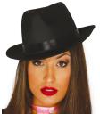 Sombrero gangster negro tela  lujo