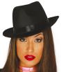 Sombrero gangster negro tela  lujo