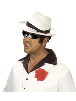 Sombrero Ganster Blanco Cinta Negra  alta Calidad