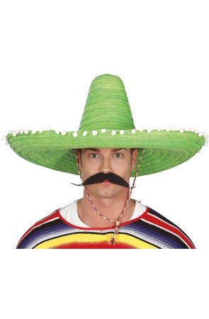 Sombrero Mexicano paja 60 cms Verde