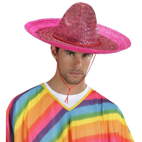 Sombrero Mexicano Rosa de 48 cms .