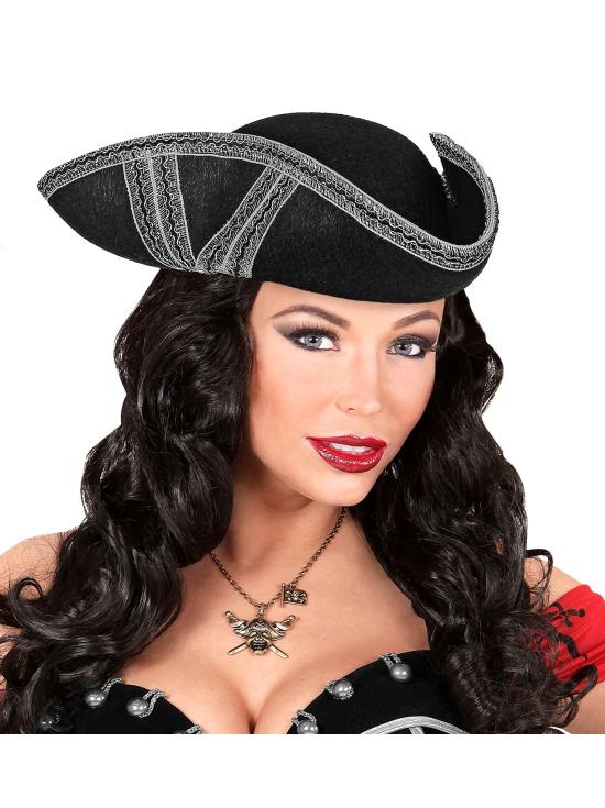 Sombrero Pirata con adorno Plateados
