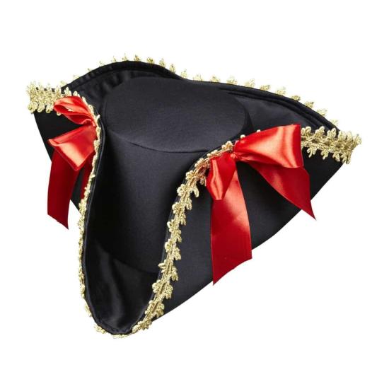 Sombrero de Pirata con Bordes Dorados y Lazos Sombrero de Pirata con Bordes Dorados y Lazos