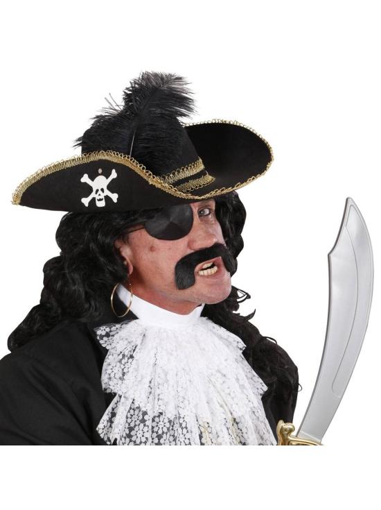 Sombrero de pirata con Calavera y Pluma  .