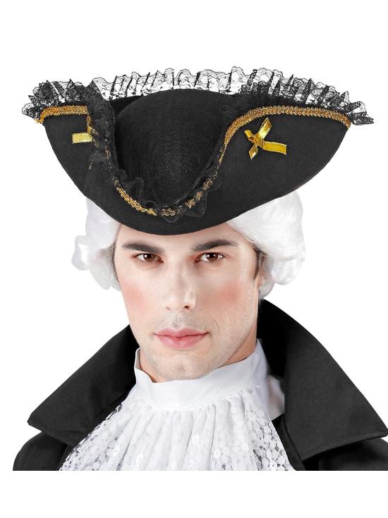Sombrero Pirata Negro con puntilla adorno