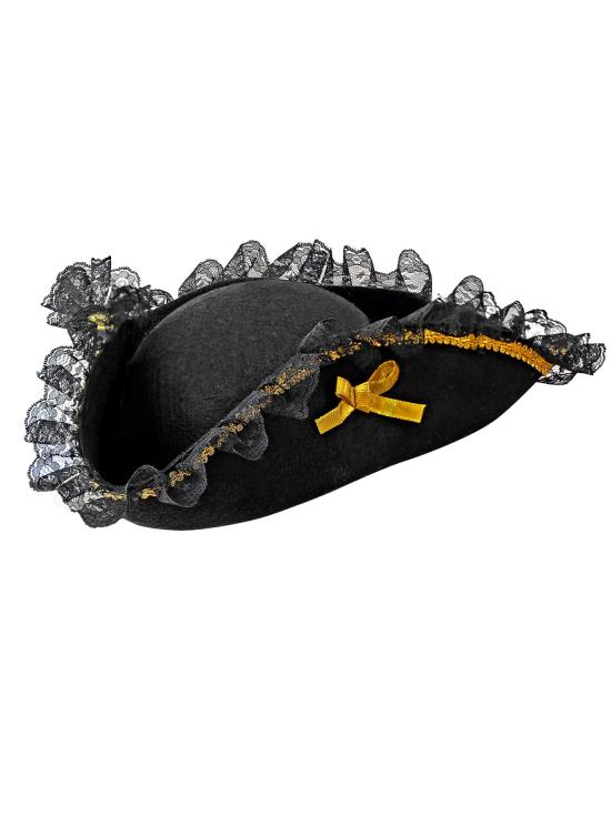 Sombrero Pirata Negro con puntilla adorno