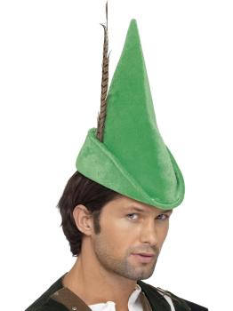 Sombrero Robin Hood o Peter Pan  Verde Deluxe con Pluma
