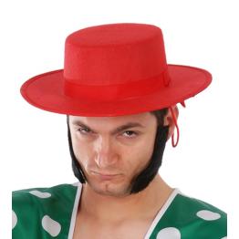 Sombrero Rojo Cordobes con Cordón para atar