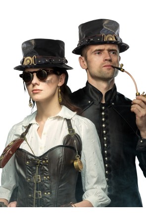 Sombrero Steampunk Negro envejecido