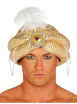 Sombrero Turbante Árabe con adornos Oro adulto