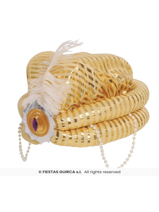 Sombrero Turbante Árabe con adornos Oro adulto