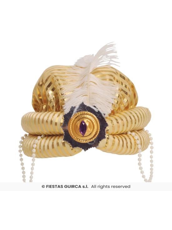 Sombrero Turbante Árabe con adornos Oro adulto
