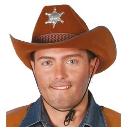 Sombrero vaquero fieltro Sheriff color marrón.
