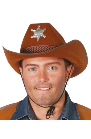 Sombrero vaquero fieltro Sheriff color marrón.