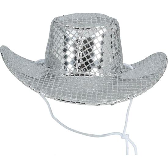 Sombrero Vaquero Plata Disco 80